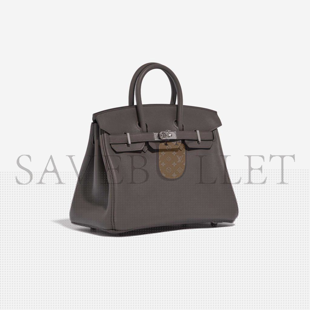 H**mes master birkin 25 swift leather pewter grey silver buckle bag h049362ck10 (25*20*13cm)